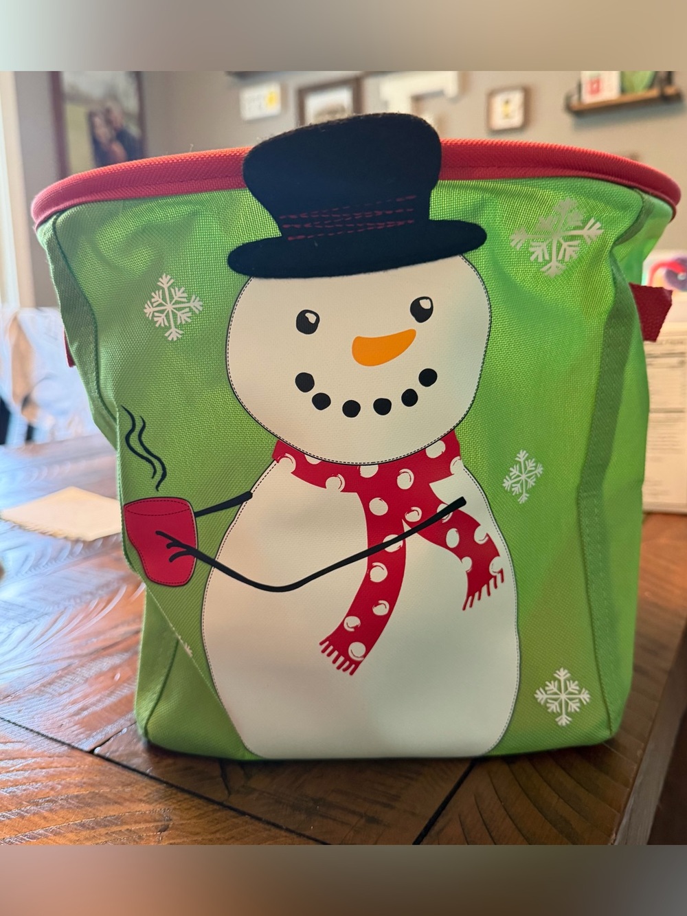 thirty-one Green Red Snowman Holiday Tote